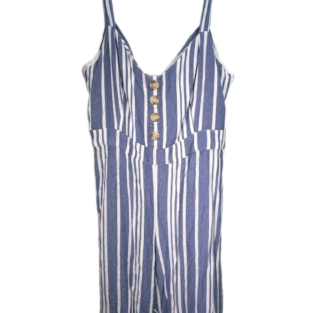 Express Women's XL Cotton Blend Jumpsuit XL Striped Tie Back Sweetheart Neckline